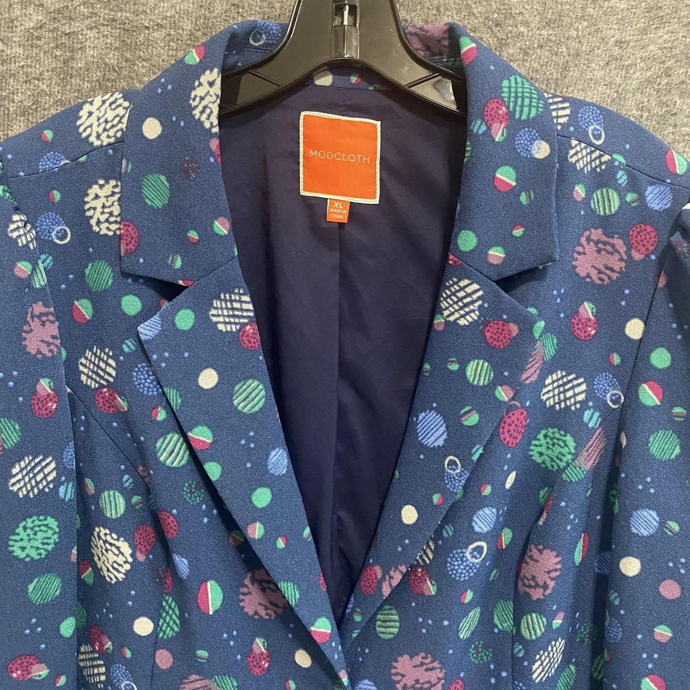 ModCloth Blazer Women XL Stargazing Splendor Tiered Peplum Jacket Celestial Chic
